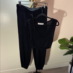 Knit comfy FP BEACH free people Black Knit Tank and Jogger Set Med.